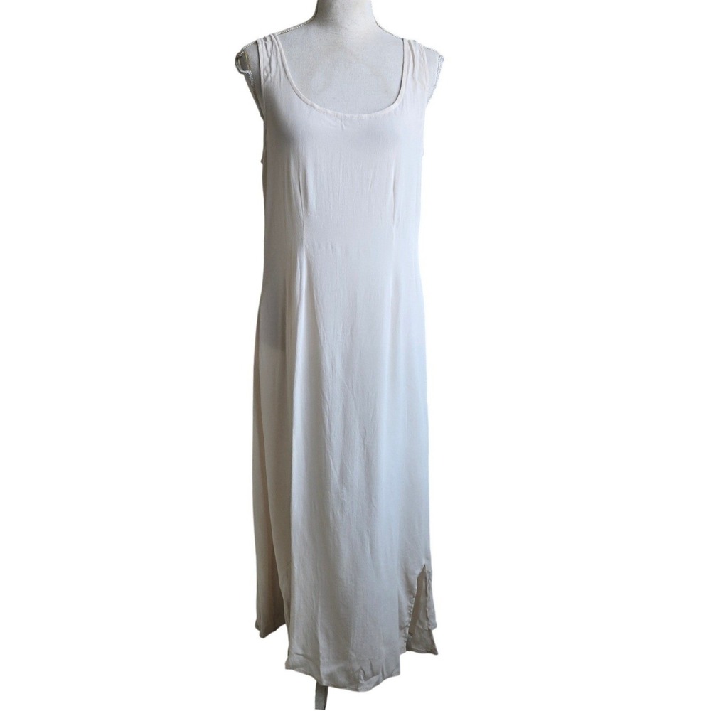 Nataya Medium Ivory Sleeveless Scoop Neck Maxi Slip Dress Cottagecore Boho